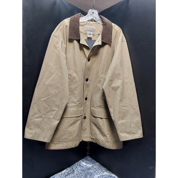 LL Bean MEN'S JACKET Size Large Stock #RN71341 Color Tan Machine Wash - Picture 1 of 7